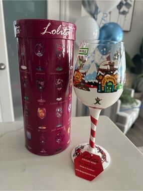 Lolita The North Pole Holiday Wine Glass - Red, White, Green, Blue